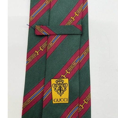 GUCCI Rare tie Green all-over pattern silk from japan J3000 - Picture 11 of 24