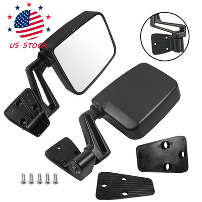 #ad Pair View Door Mirrors Manual Side Set Right Left Black Fits Jeep Wrangler 87 02 $41.97