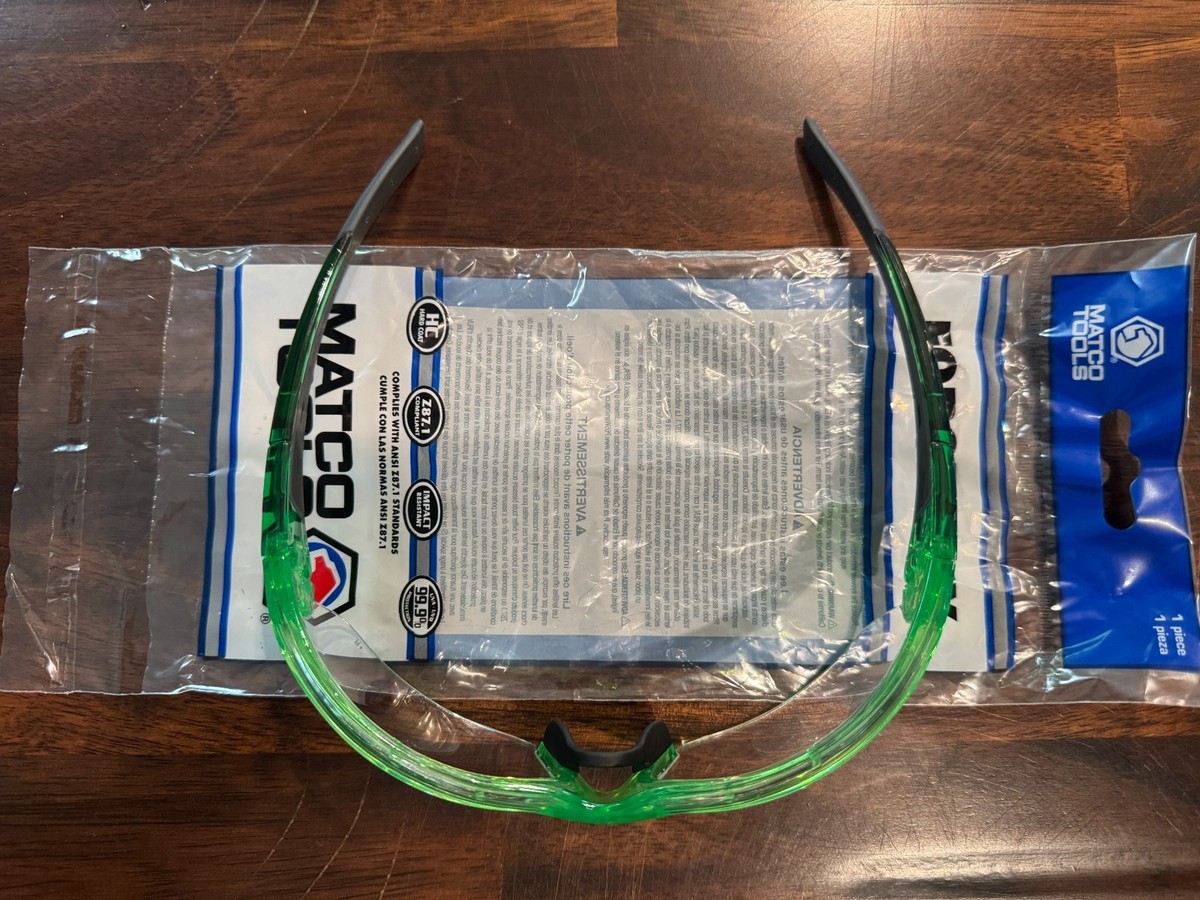 Matco ForceFlex Safety Glasses Half Frame with Clear Lenses Green