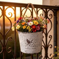 Iron Wall Mounted Flower Container Nordic Aesthetic with Bird Silhouette