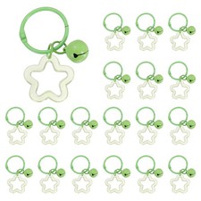 20Pcs Star Bell Keychain Transparent Cute Star Bag Keychain Charm Green