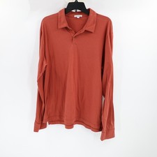 Standard James Perse Polo Shirt Mens 3 Cotton Long Sleeve pullover orange solid