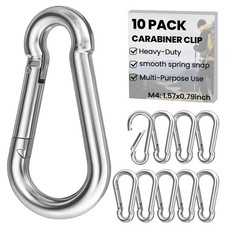 10 Pack 1.57" Durable Metal Carabiner Clips - Heavy Duty Spring Snap Hooks