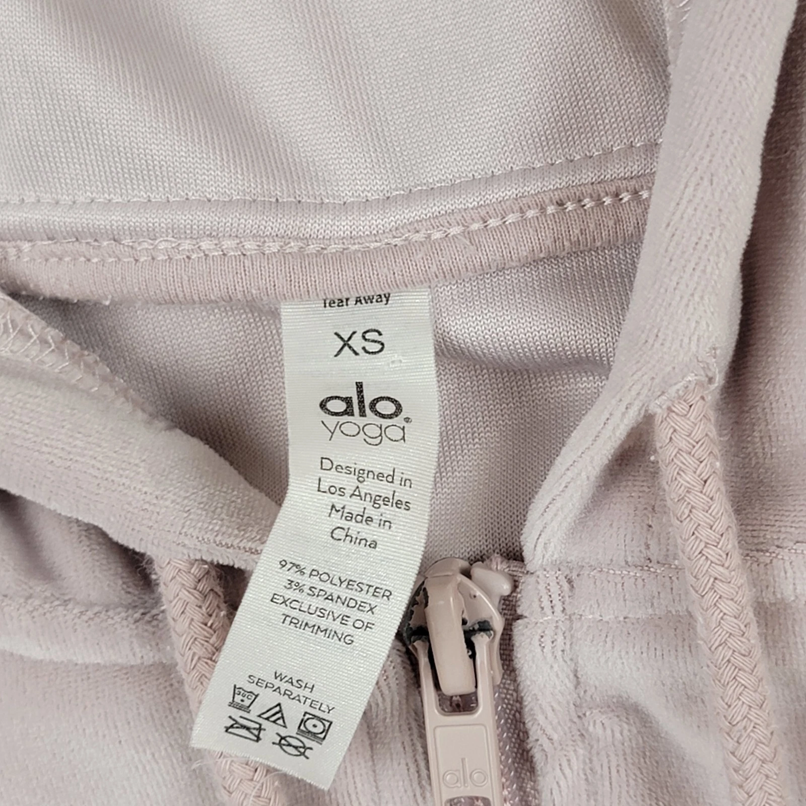 alo-yoga velour full zip drawstring zip pockets soft hoodie