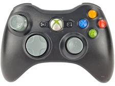 Xbox 360 Black Wireless Controller Official Microsoft  Grey Buttons Green X