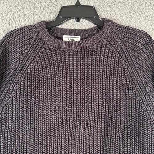 Vintage 80's GAP Sweater Men Large L Blue Chunky Knit Crewneck Ramie Blend - Picture 2 of 10