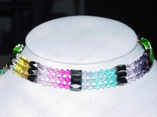 Rainbow Magnetic Necklace Bracelet Anklet 21" Pink Yellow Green Blue Multi-Color - Picture 3 of 5