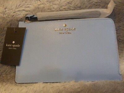 Authentic Kate Spade Staci Celeste Blue Medium Zip Wristlet Wallet NWT $139