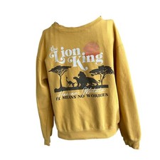 VTG Disney Lion King Sweatshirt Sz S Gold Hakuna Matata No Worries Musical READ