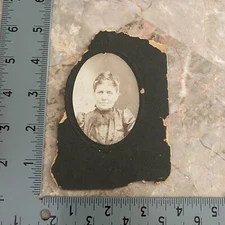 Antique Cabinet Card Photo Woman In Victorian High Neck Dress