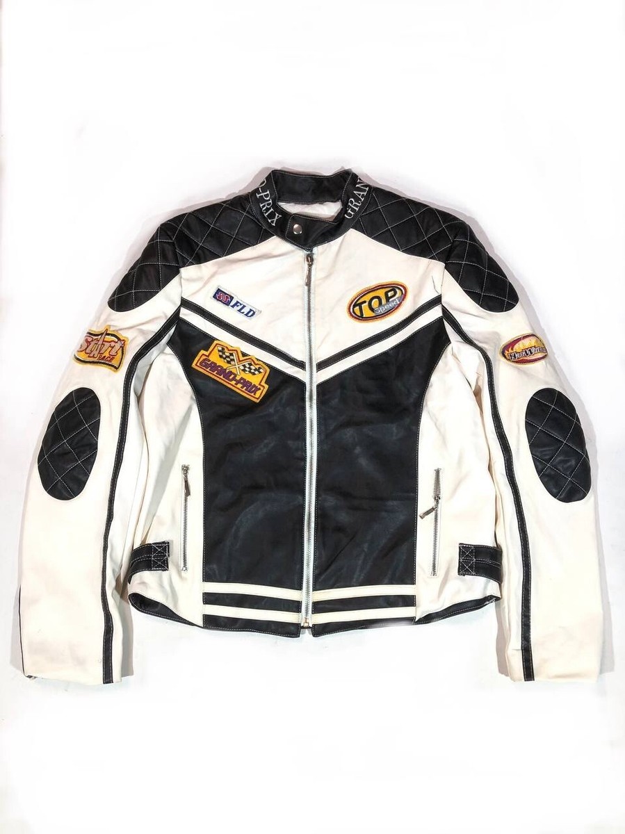 Wonder Team Eco Leather Racing Moto Jacket Vintage | eBay