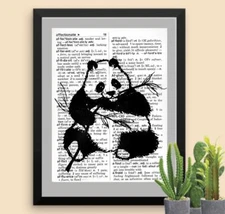 Cute Panda Bear Dictionary Art Print Panda Lovers Gift Idea