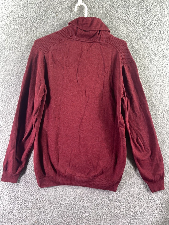 Mens Tasso Elba Maroon Long Sleeve Mock Neck Henley T-Shirt Size Medium - Image 2 of 4