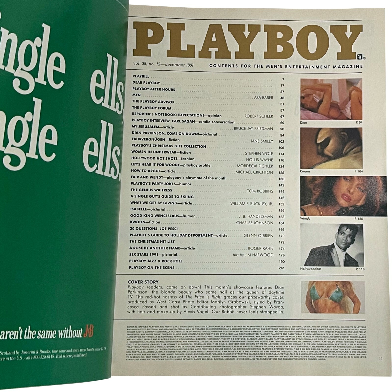 Playboy Magazine December 1991 Carl Sagan Woody Allen Diane Parkinson