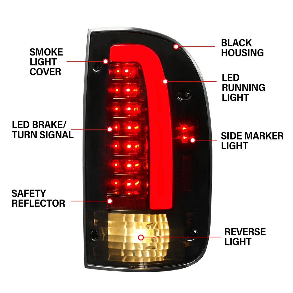 Luces traseras LED de repuesto de humo para conductor y pasajero Toyota Tacoma 1995-2000 Foto 3 de 4