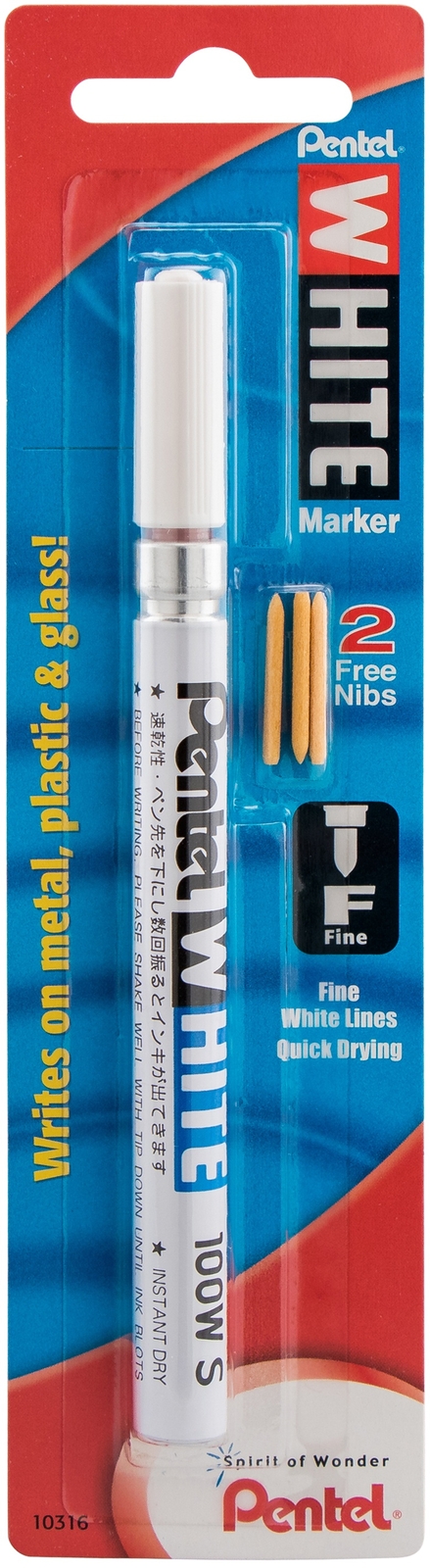 Pentel Arts Permanent Ink Marker W/Fine Point-White (Pack of 3)