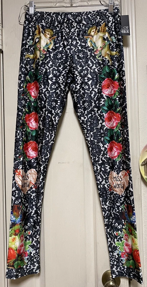 Preciosos Pantalones/Leggings Estampado Gráfico Glamuroso FREAK Of NATURE 'Miss 'World' Nuevos con Etiquetas Foto 2 de 4