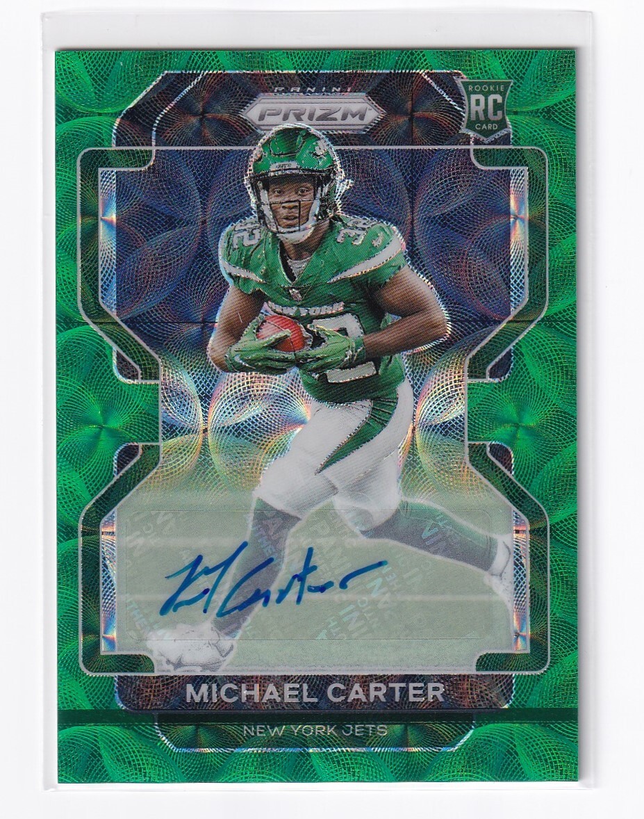 2021 Prizm Michael Carter Green Scope Rookie Auto /75 #365 RC COLOR MATCH JETS!