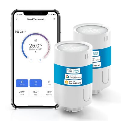 Meross Heizkörperthermostat benötigt Hub MTS150 (2er Pack)