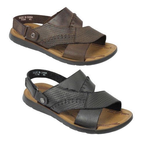 brown leather walking sandals