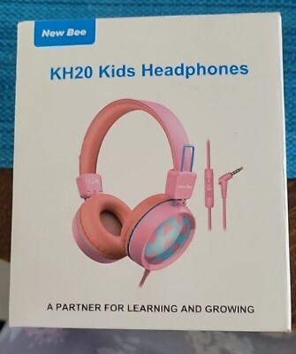 New bee Kids Headphones for School with Microphone KH20 Wired HD Stereo Safe Vol