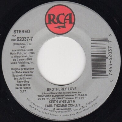 Keith Whitley Backbone Job / Brotherly Love Vinyl Single 7inch RCA