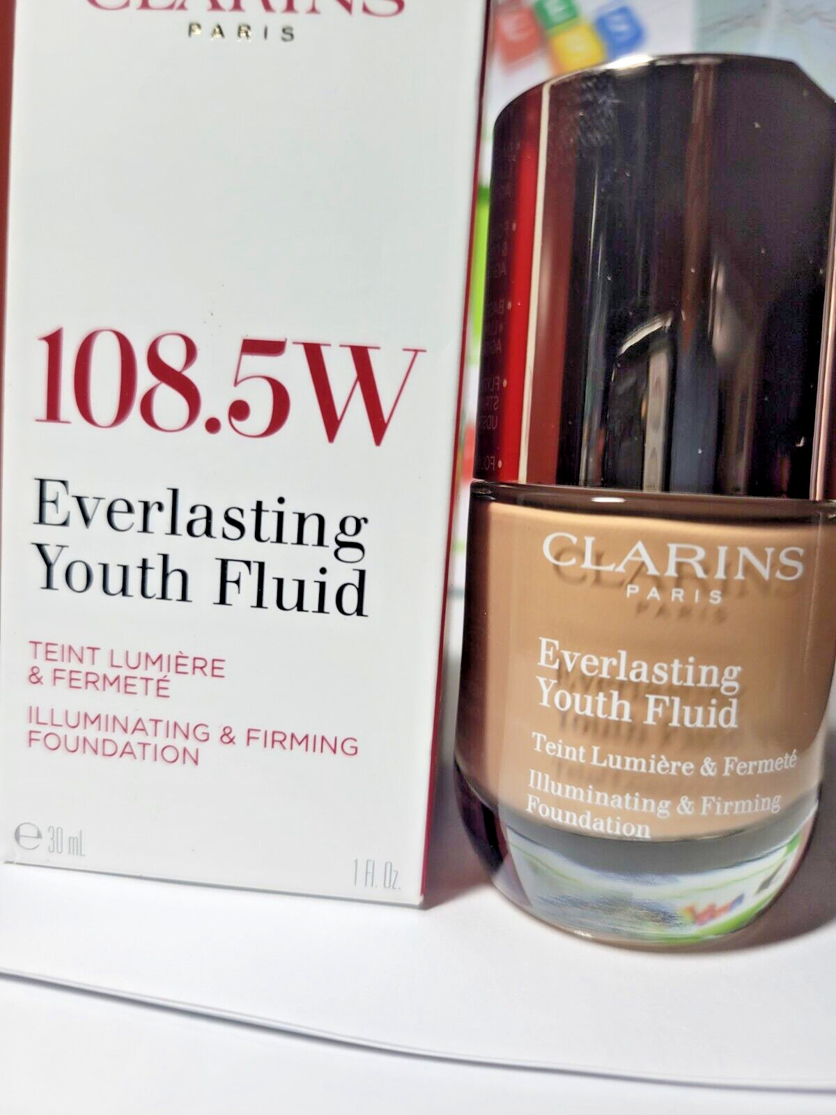 Clarins Everlasting Youth Fluid Foundation 108.5W, 1oz / 30ml NIB