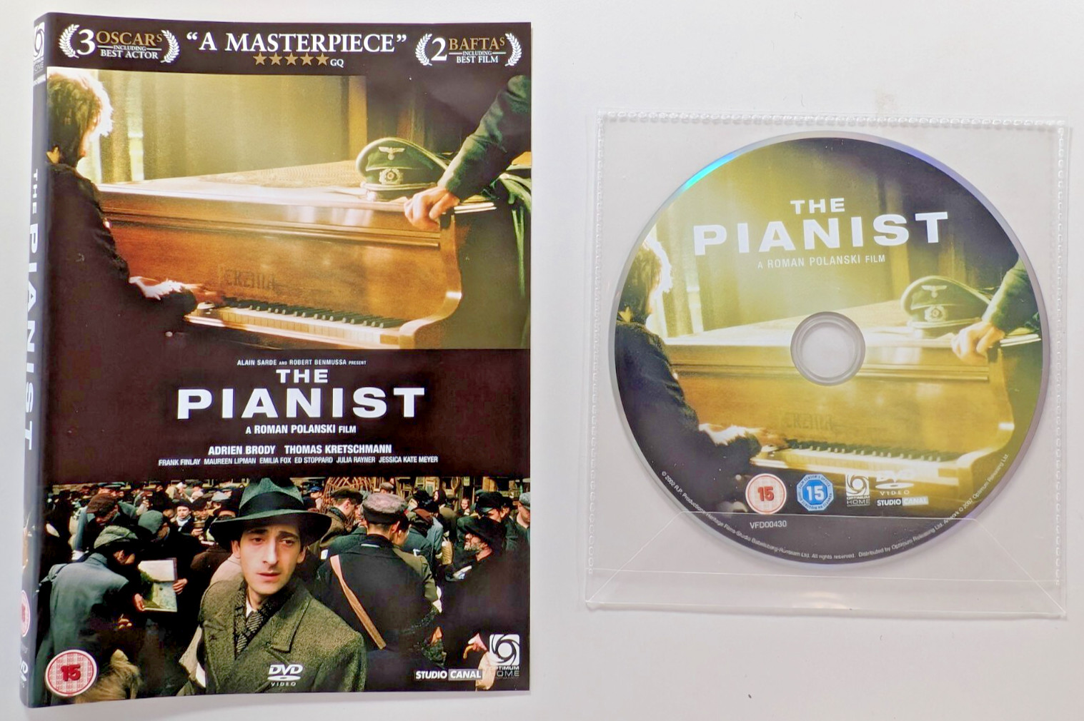 The Pianist DVD 2007 Adrien Brody NO CASE Roman Polanski 2002 Film