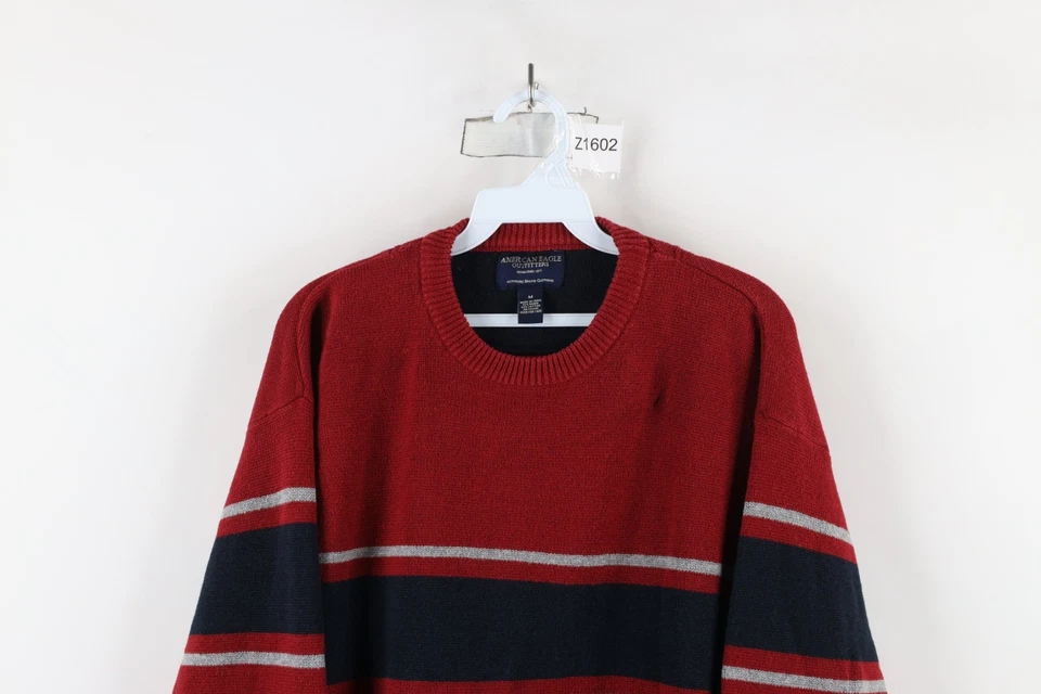Suéter Tejido De Colección Años 90 Y2K American Eagle Outfitters Para Hombres M Rayas Color Bloque Foto 2 de 4