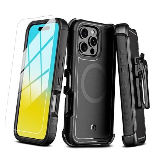 Maverick Series Case with Belt Clip Holster,[Compatible iPhone 16 Pro Black