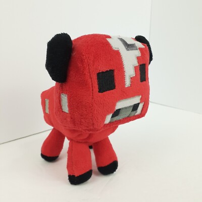 Mojang Minecraft Mooshroom Cow Plush 6 Inch Embroidered Red Stuffed Animal Toy