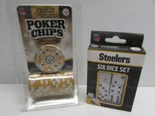 Pittsburgh Steelers 20 Poker Chips and 6 Dice Sets Both NEW and Licensed