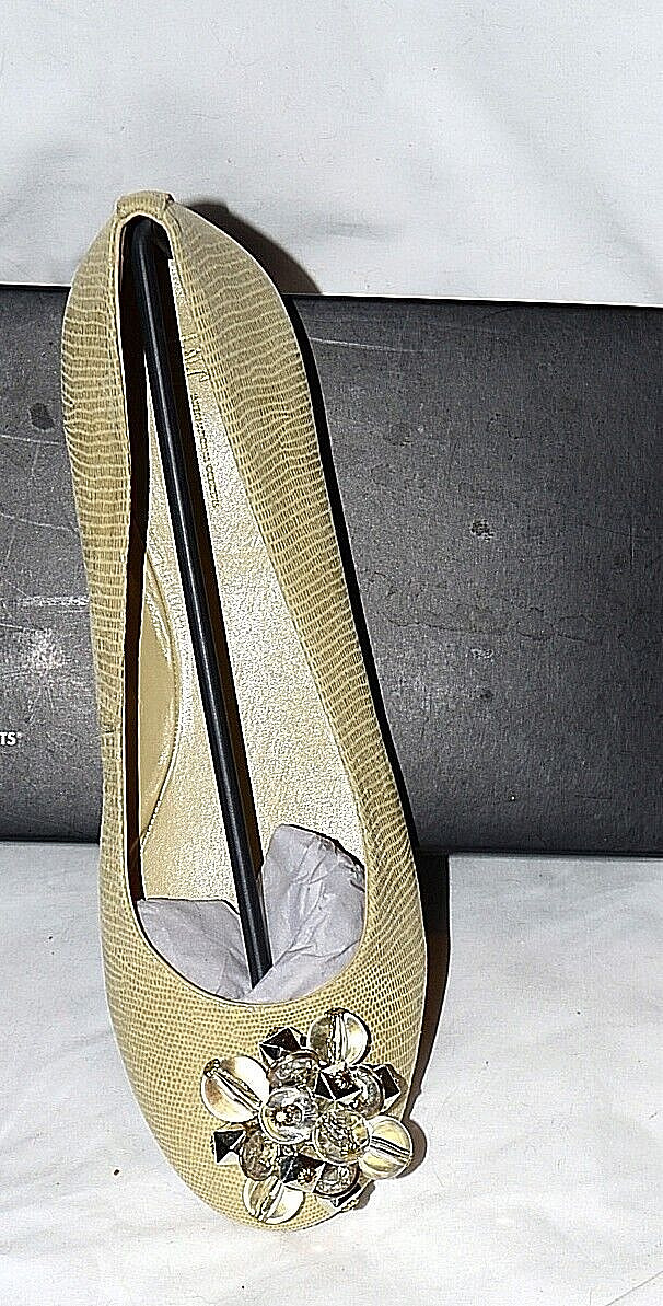 New $139 INC International Concepts Beige natural Beaded flats 10 shoes