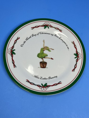 9th & 10th I Godinger Twelve Days Of Christmas 7.5" Dessert Plate Set of 2 - Picture 2 of 5
