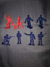 Vintage 8 piece Lot Of 2 Red Fireman Figures Blue Policeman Figures