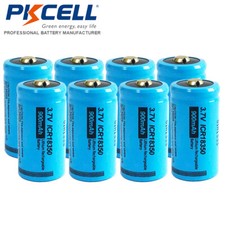 8Pcs ICR 18350 3.7V 900mAh Rechargeable Lithium Batteries Button Top for Lights