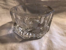 Antique Pressed Glass octagonal Master Salt Cellar Dip 3.25" Heavy Glass