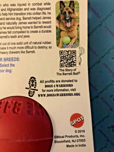 Juguete original Barrett bola perro indestructible S pequeño goma natural veterinario del ejército de EE. UU. - Imagen 6 de 9