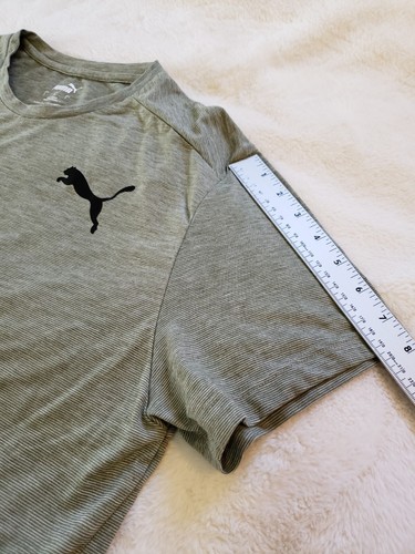 Mens PUMA Large Shirt Short Sleeve Striped T-shirt Green Exercise Training - Picture 8 of 10