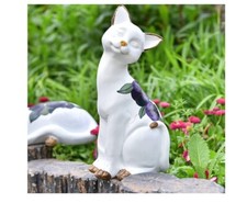 Sungmor White Cat Garden Ornaments Outdoor Decoration