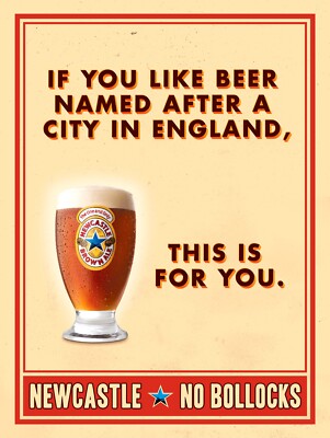 Retro Newcastle Brown Ale Metal Sign, Vintage Pub Decor for Man Cave, Bar, Shed