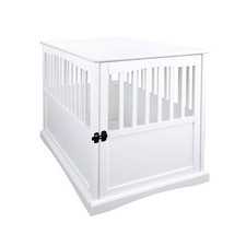 Casual Home Wooden Large Pet Crate, End Table, White 36.50" x 24.00" x 29.25"