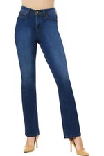 IMAN Platinum Premium Stretch Denim Boot-Cut Jean Dark Indigo