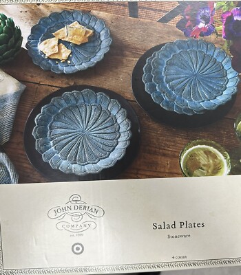 4pc 9'' Stoneware Feather Salad Plates - John Derian for Target