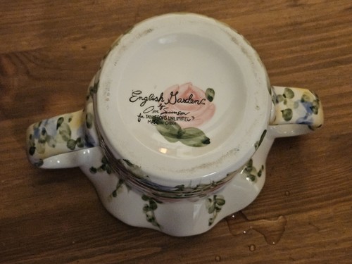 Tabletops Unlimited English Garden Creamer and Sugar Set w/ Tray Spring Flowers - Picture 12 of 16