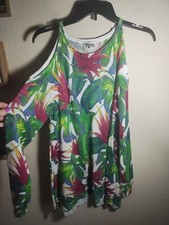 Show Me Your Mumu Top Women M Tunic Cold Shoulder Tropical Beach Coastal Comfy