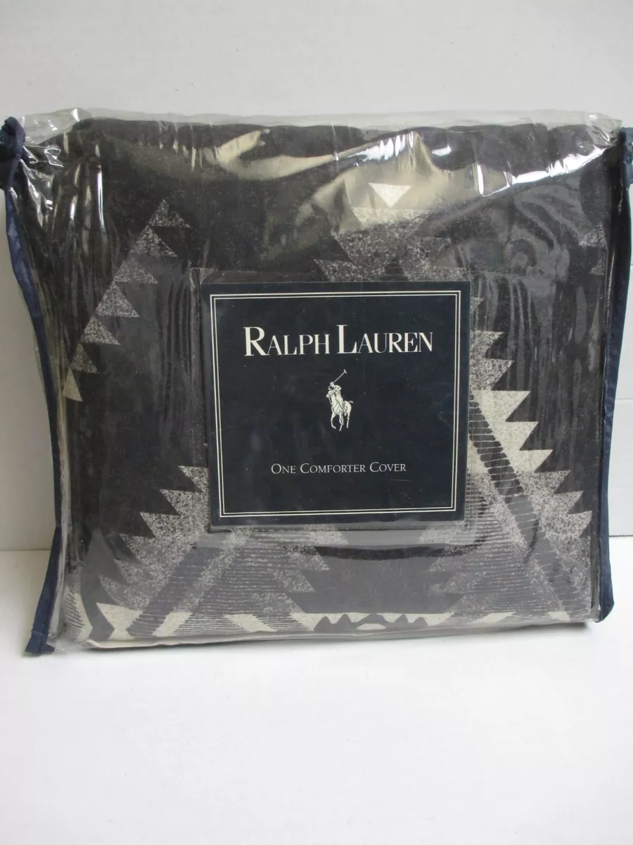 Ralph Lauren TRIBECA Charcoal Black Navajo Duvet Comforter Cover Full Queen