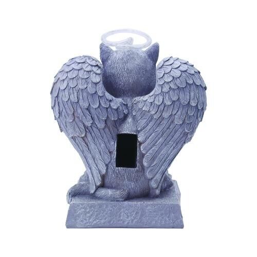 9.84" Resin Angel Cat Memorial Stone Garden Statue Solar Battery Outdoor Decor - Picture 9 of 9