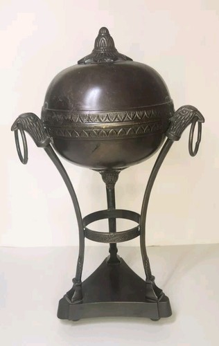 VTG Brass Censer Egyptian Revival Bronze Patina Eagle Head Incense Burner 17"