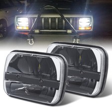 Pair 7x6 5x7 Led Hi-lo Sealed Beam Headlights For Jeep Cherokee Xj Yj Trucks